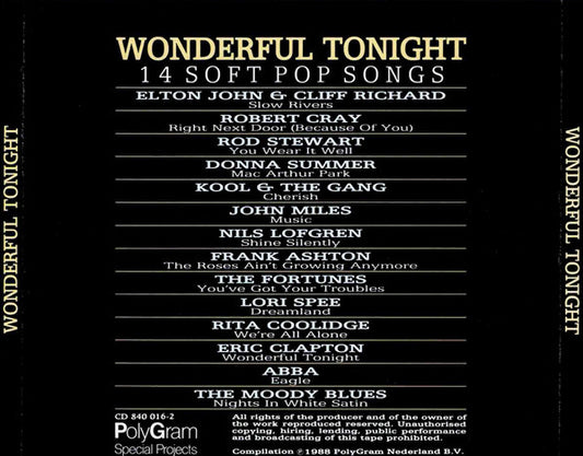 Various : Wonderful Tonight - 14 Soft Pop Songs (CD, Comp)