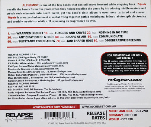 Alchemist (3) : Tripsis (CD, Album, Promo)