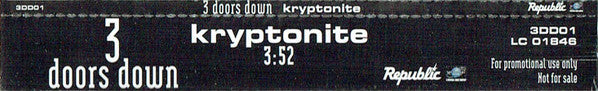 3 Doors Down : Kryptonite (CD, Promo)