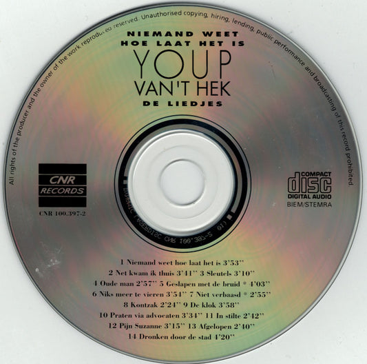 Youp van 't Hek : Niemand Weet Hoe Laat Het Is (CD, Album)