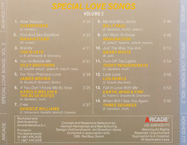 Various : Special Love Songs Volume 2 - 14 Soft Soul Songs (CD, Comp)