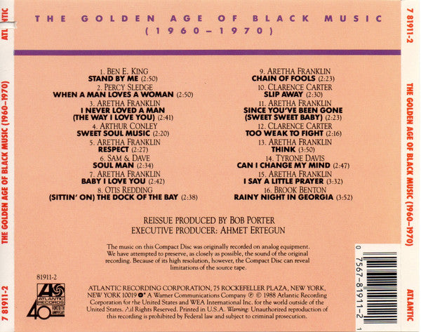 Various : The Golden Age Of Black Music (1960-1970) (CD, Comp, Club)