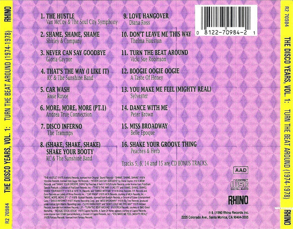 Various : The Disco Years (Turn The Beat Around) (1974-1978)  Volume One (CD, Comp, RM)