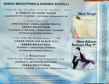 Sarah Brightman & Andrea Bocelli : Time To Say Goodbye (Con Te Partirò) (CD, Maxi)