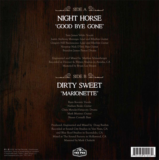 Night Horse / Dirty Sweet : Good Bye Gone / Marionette (7", Whi)