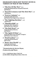 Jeff Wayne : Highlights From Jeff Wayne's Musical Version Of The War Of The Worlds (CD, Album, RE)