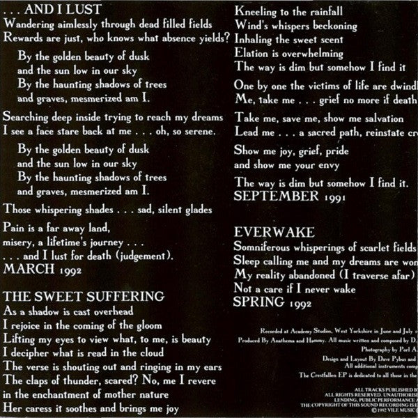Anathema : The Crestfallen EP (CD, EP)