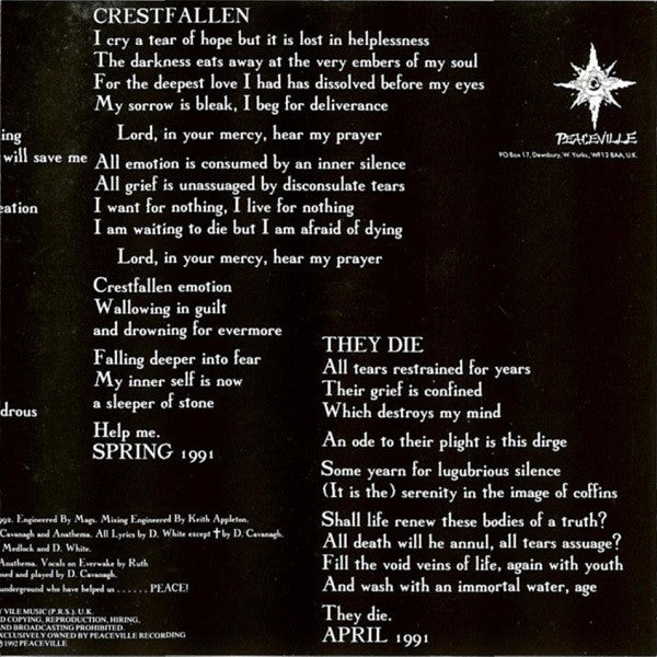 Anathema : The Crestfallen EP (CD, EP)