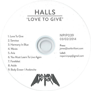 Halls : Love To Give (CDr, Album)