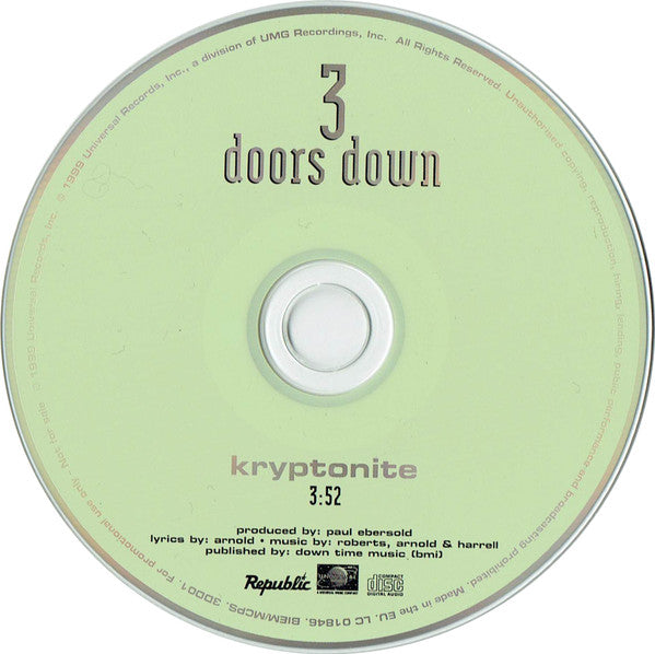 3 Doors Down : Kryptonite (CD, Promo)