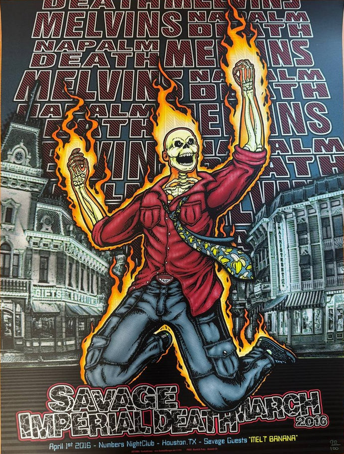 Melvins / Napalm Death — Houston, 2016 Concert Poster